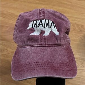 🍓David and Young Maroon 'MAMA' Bear Embroidered Baseball Cap